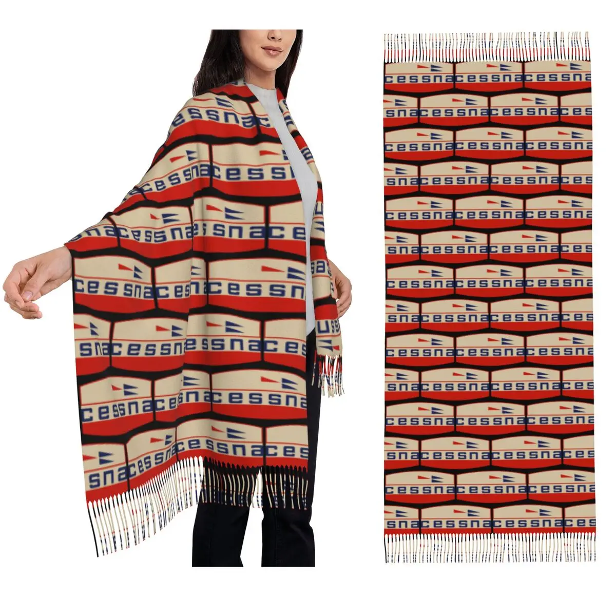 

Шарф Cessna Aviation Aeronautics, шарфы с кисточками, женские мягкие теплые шали и накидки, длинная осенне-зимняя шаль