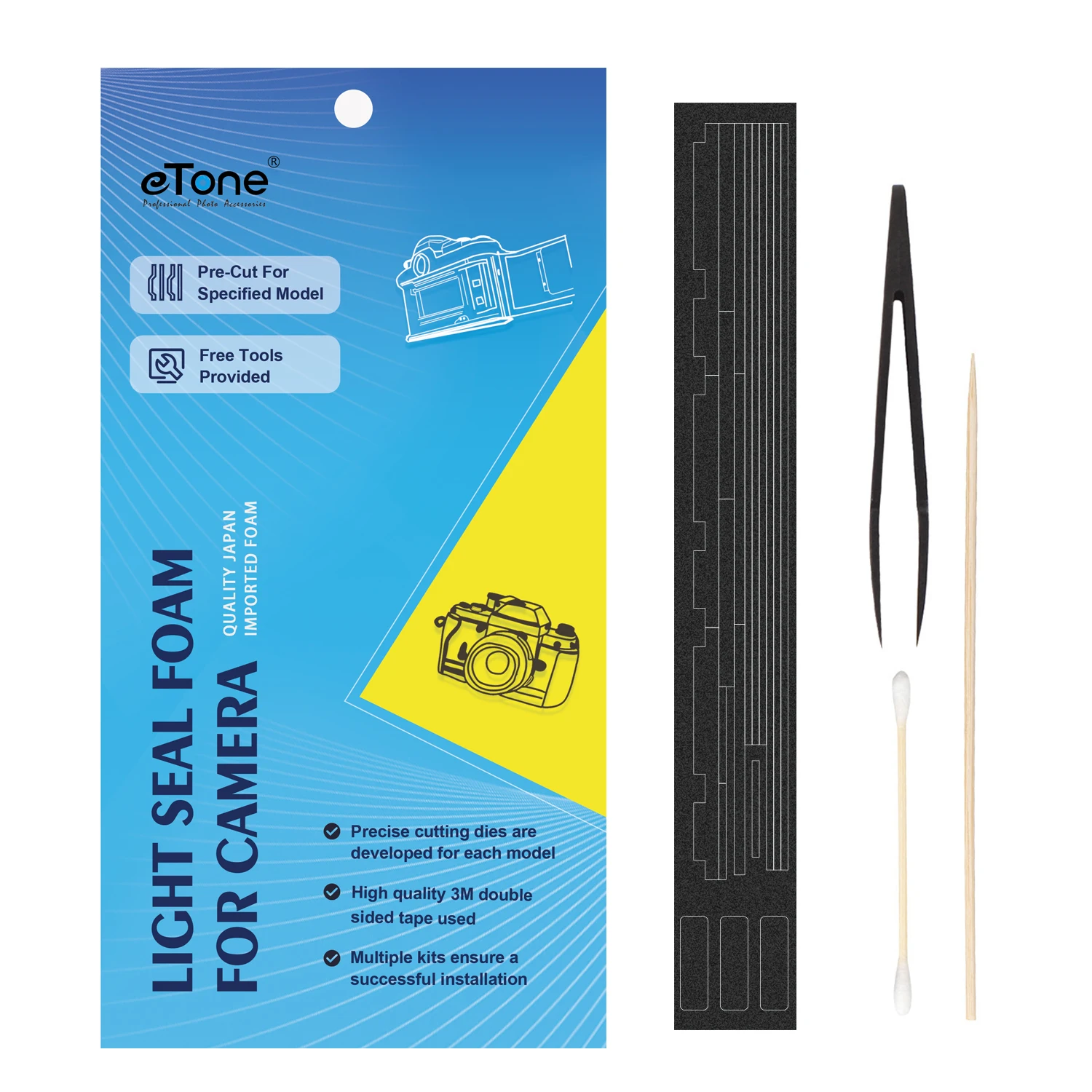 eTone Professional Pre-Cut Custom Light Seal Foam Sponge Adhesive Kits Repair for Nikon F2 F2A F2AS Film Camera