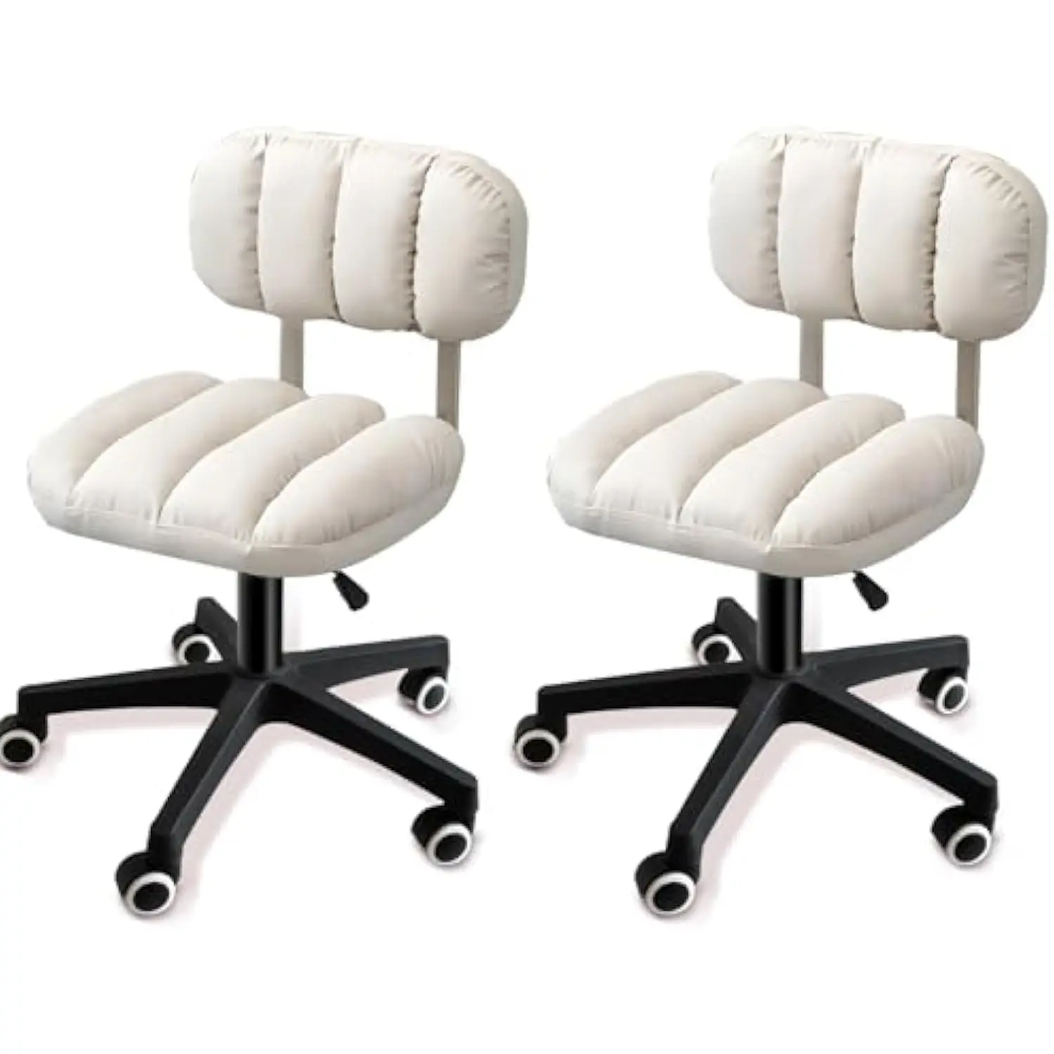 

Armless Home Office Chair Set of 2, Height Adjustable Swivel Drafting Chair with Lumbar Support, Pu Leather Low Back Computer C