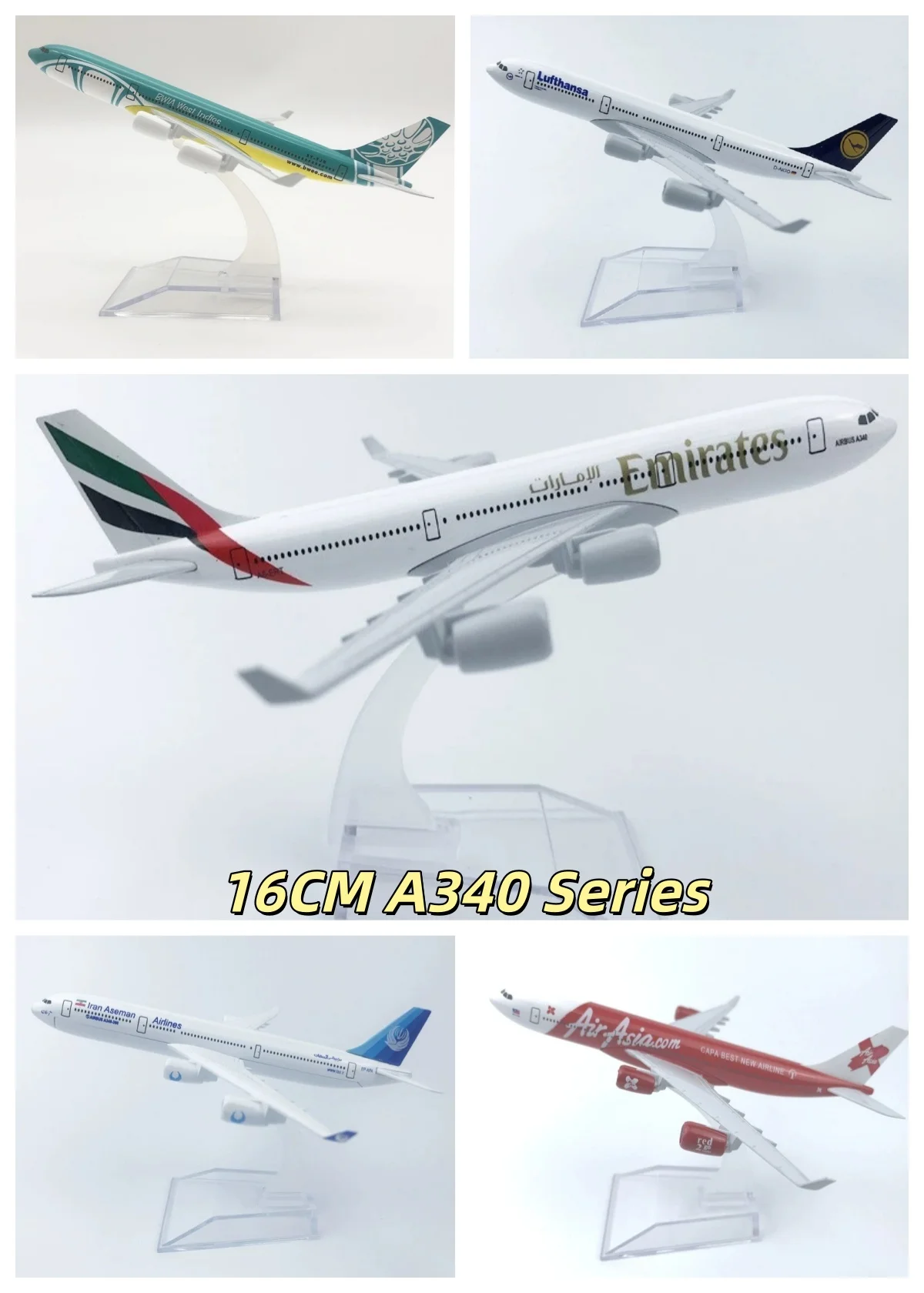 

Модель самолета Emirates Airways серии A340, 16 см, из сплава, масштаб 1:400, коллекционная авиационная модель для детей, подарок
