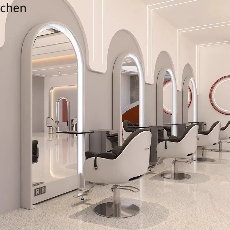 hair salon mirror stainless steel hair salon special single and double-sided floor-to-ceiling hair cutting mirror table