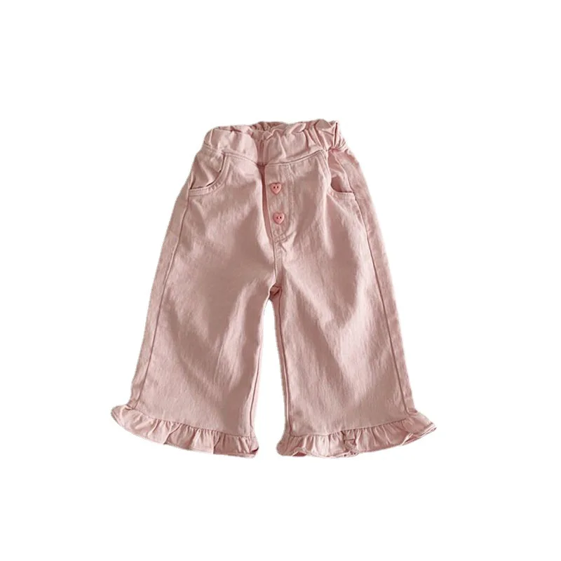 2024 Spring New Children Loose Trousers Baby Girl Cute Lace Wide Leg Pants Toddler Fashion Versatile Casual Pants Kids Clothes