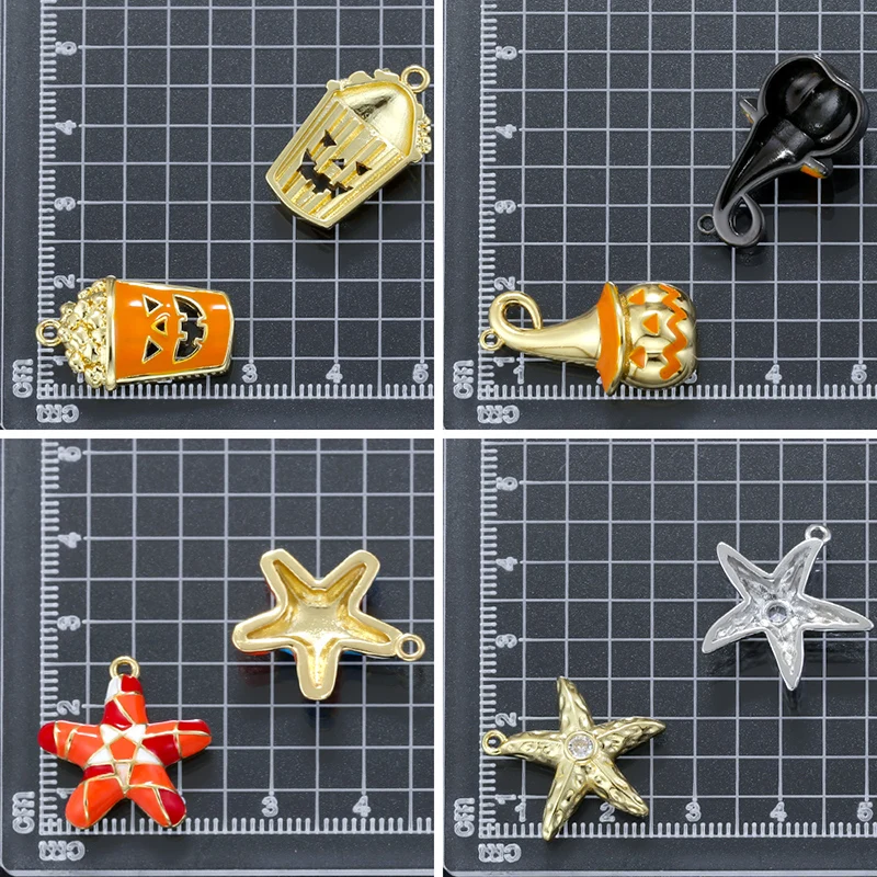 ZHUKOU Marine-inspired Enamel Drip Glaze Mini Pendant Whale and Starfish Shapes Charming, Cute Style Accessories:VE2061-VE2068