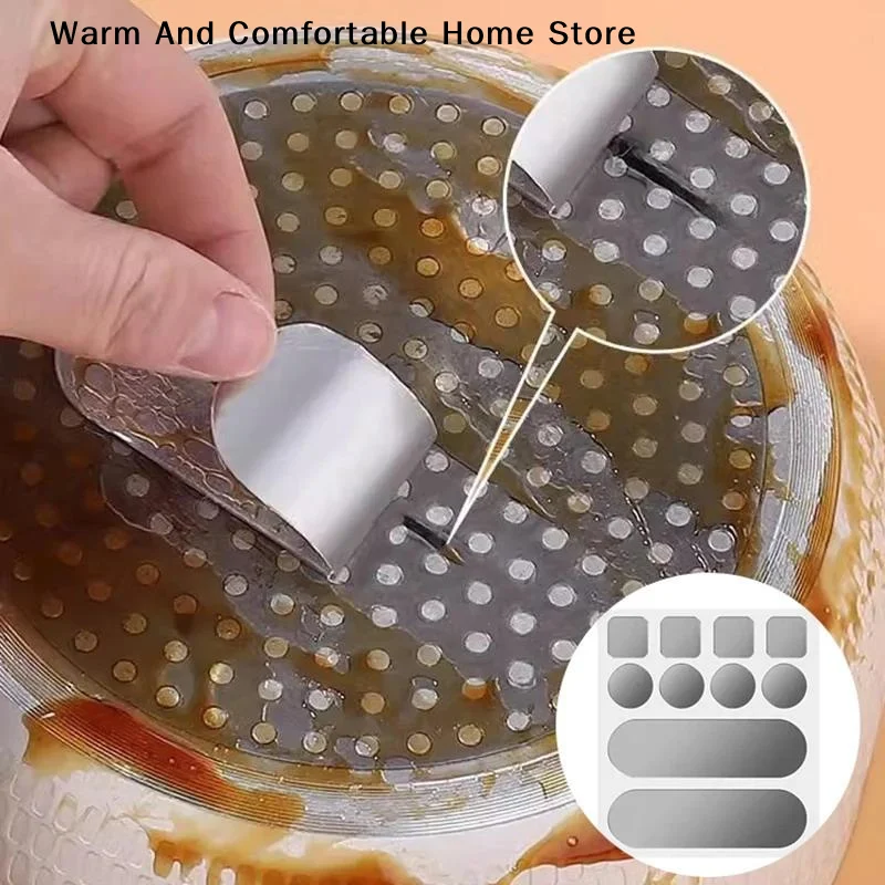 【W】10Pcs Aluminum Pot Repair Patch High Temperature Resistant Cookware Pan Leak Repair Tape Kitchen Tool Cookware Patch Tape
