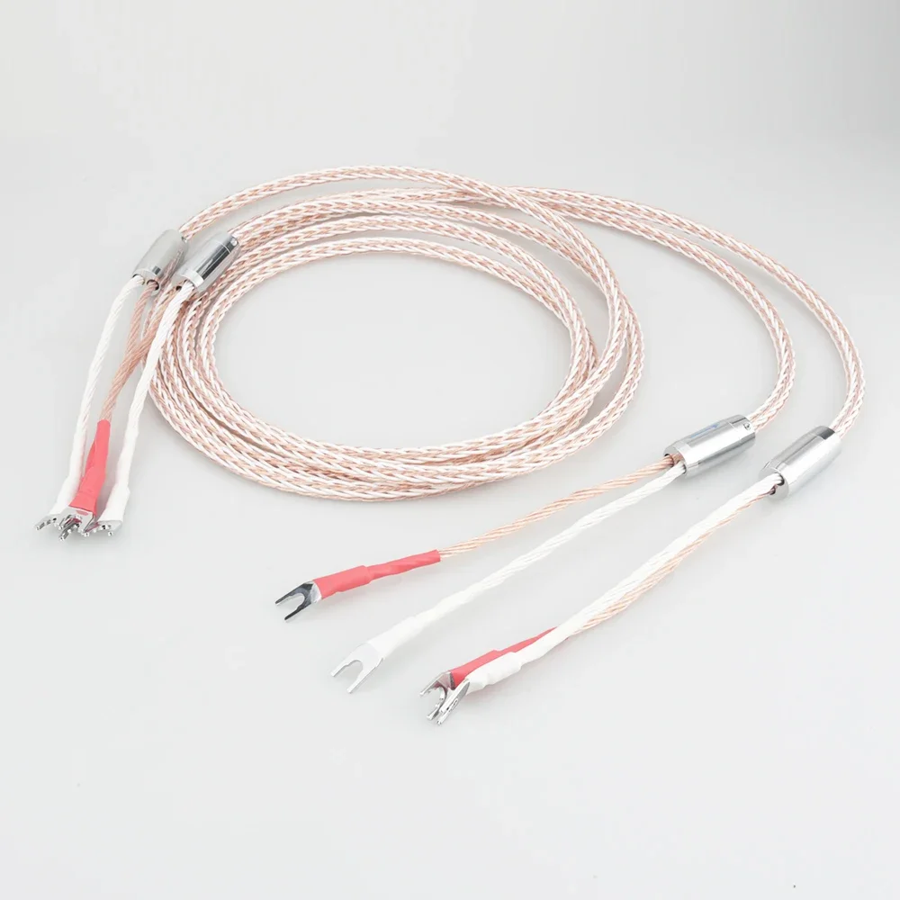 Audiocrast 단결정 구리 오디오 스피커 케이블, 하이파이 앰프 스피커 케이블, 8TC 한 쌍