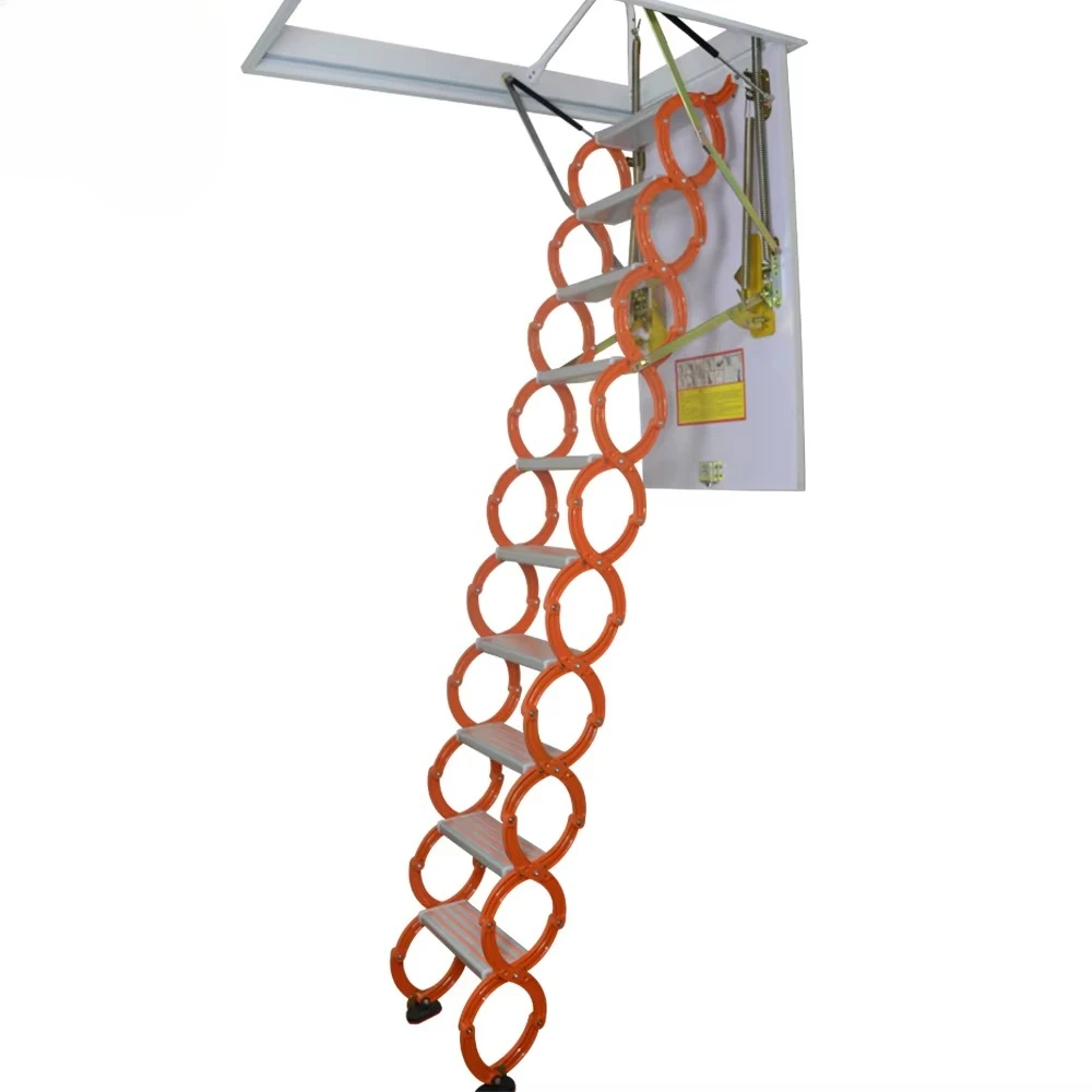 High Quality Telescopic Manual Operation Attic Ladder Staircases Modern Design Retractable Step Ladder for Small Spaces