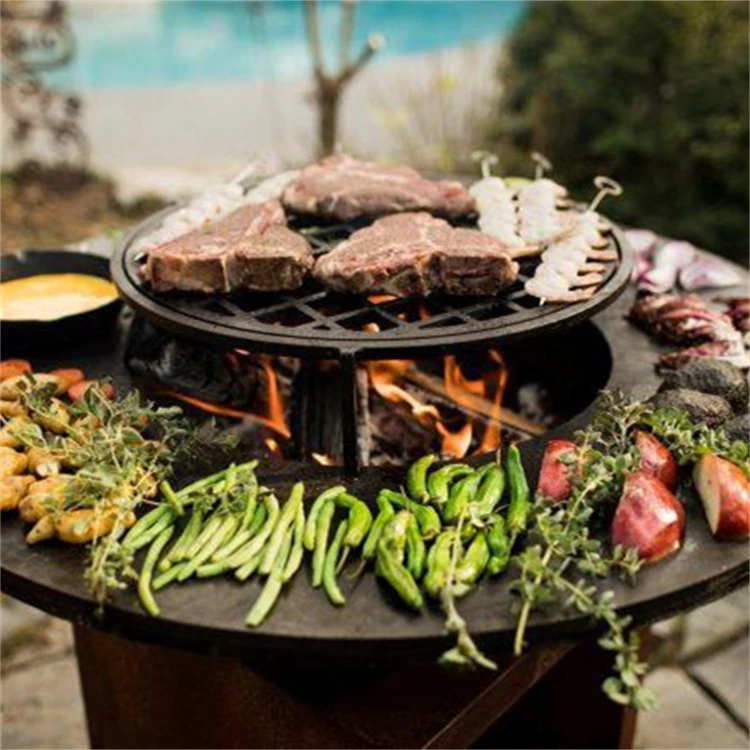 Rust Corten Steel Fire Pit Heavy Duty Bbq Outdoor Barbeque Grill