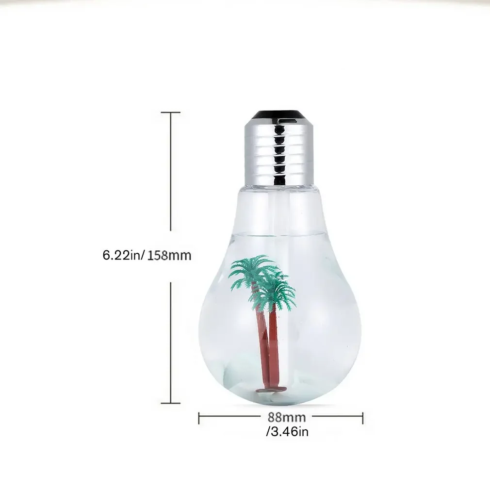 Bulb Humidifier 400ml โคมไฟกลางคืน LED สีสันสดใส - USB Air Essential Oil Diffuser สําหรับโฮมออฟฟิศ