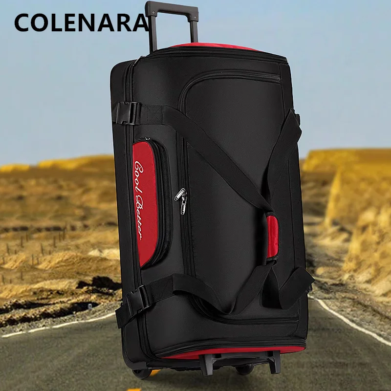 COLENARA Rolling Luggage Oxford Cloth Trolley Case Men's Multifunctional Backpack 34 Inch Large Capacity Travel Bag Suitcase