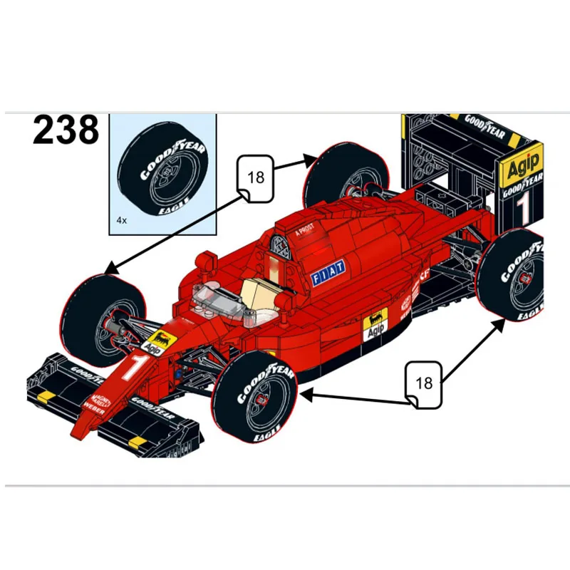 MOC-216419New F1-90 Formula Auto Sport Auto Building Blocks Model794PartsMOC Creativo Ragazzi Bambini Compleanno Building Blocks Giocattolo Regalo