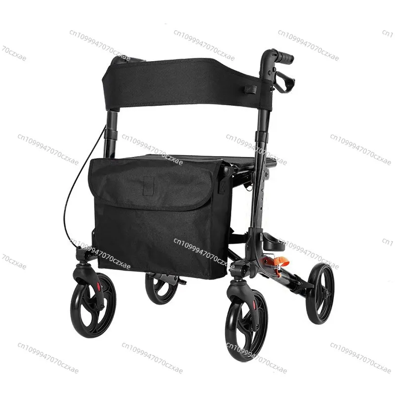 German Old Man Trolley Walker, Aluminum Alloy Folding Scooter with Wheel and Seat