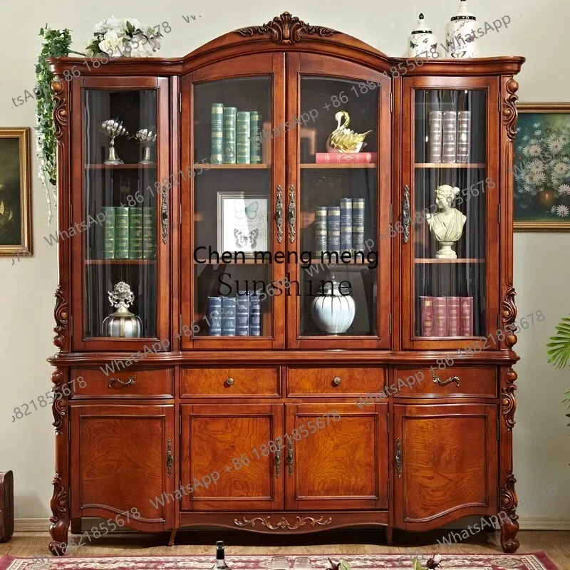EE182 American solid wood four-door large bookcase large capacity shelf