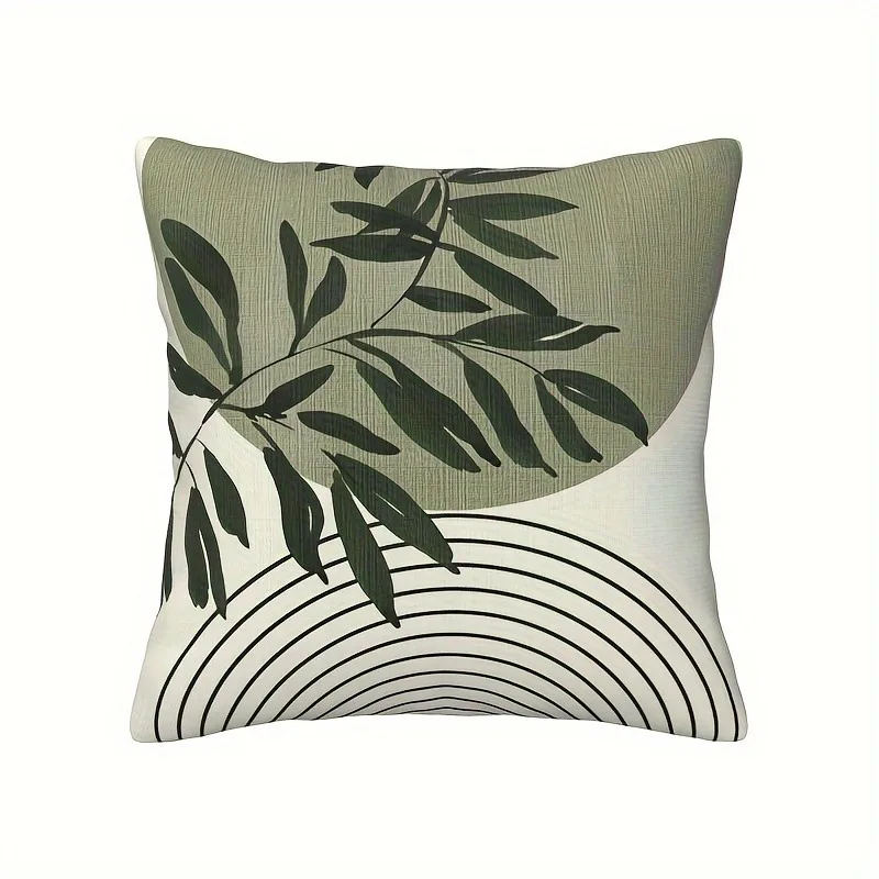 Bohemian home decoration pillowcase, minimalist geometric line leaf pattern design, soft and comfortable, sofa cushion cover