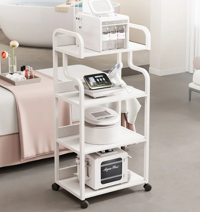 Modern Wood Beauty Facial Equipment Trolley 4-Wheel Salon Spa Barber Shop Hotel Living Room Bedroom Outdoor Cart