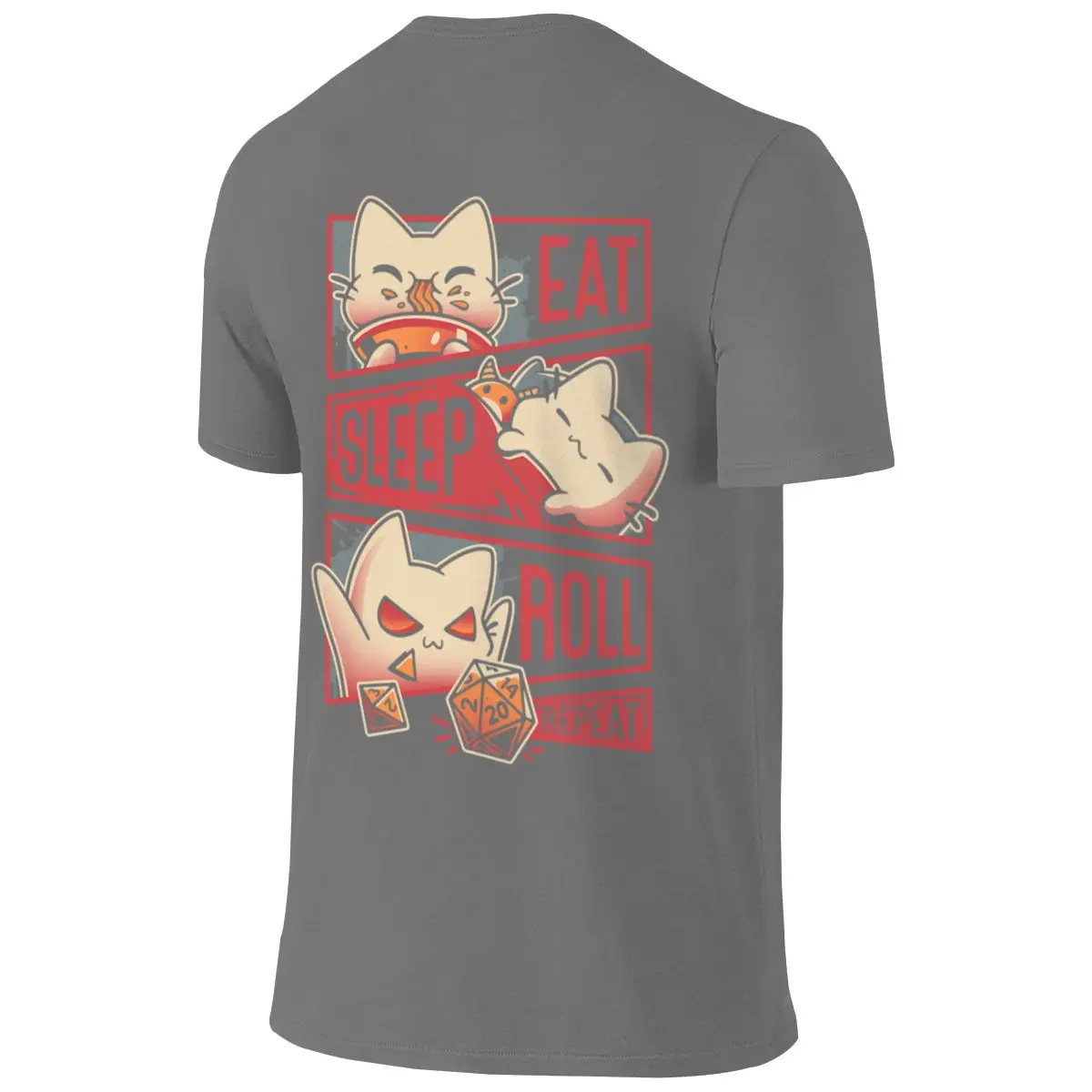 Roleplayer Routine - Kitten Dice Roll Sweet Cool Reversible T-shirt Retro Sports Eco-Friendly Printing Tee