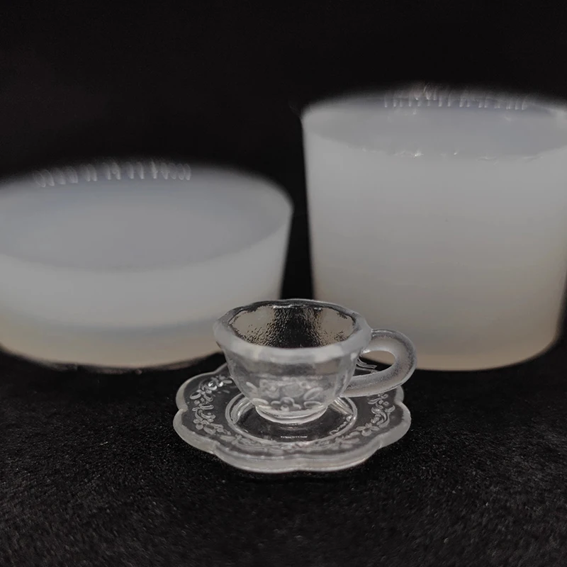 1 ชุด Dollhouse Miniature ถ้วยชาแม่พิมพ์ซิลิโคน UV EPOXY Turnover อาหารและเล่นชามแม่พิมพ์ตุ๊กตาอุปกรณ์เสริมของเล่นตกแต่งฉาก