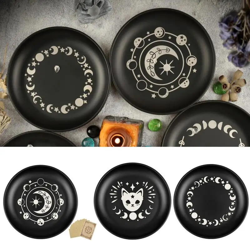 5,5-Zoll-Wahrsagungstablett mit einem Durchmesser von Meditationskerzenhaltern, Aufbewahrungstablett aus Kristallstein, inklusive 12 Blatt Pergamentpapier