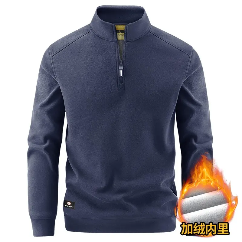 

Autumn and Winter New Fashionable Solid Color Thick Velvet Warm Sports Hoodie for Men's Casual Loose Windproof High Quality Top