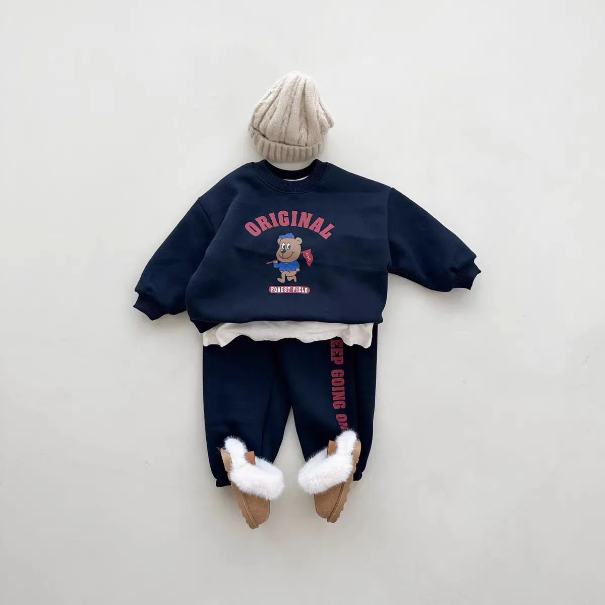 Ensemble de vêtements à manches longues pour bébé garçon et fille, sweat-shirt et pantalon avec lettres de dessin animé, tenues décontractées pour