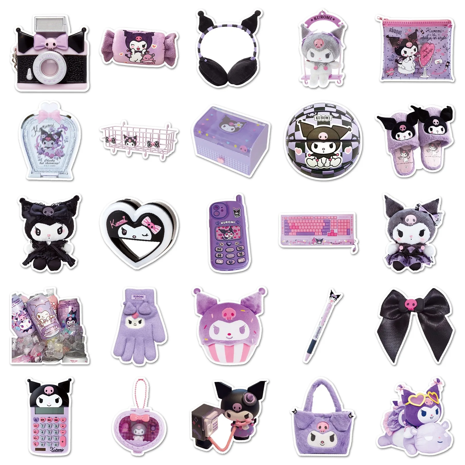 10/50 Uds. Pegatinas moradas Sanrio Kuromi, calcomanías de grafiti estéticas bonitas, juguete para regalo para niños, bricolaje, teléfono, guitarra, cuaderno, nevera, monopatín