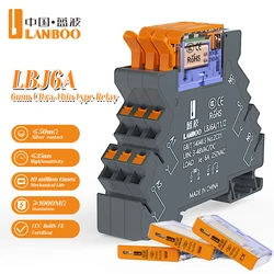 LANBOO J6A High Frequency Ultra-Thin DIN Rail Mount Relay with LED Indicator, 1NO1NC, DC12V/DC24V