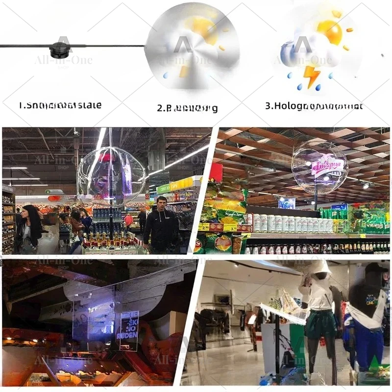 Naked eye 3D holographic projector stereo rotating suspended aerial imaging advertising machine