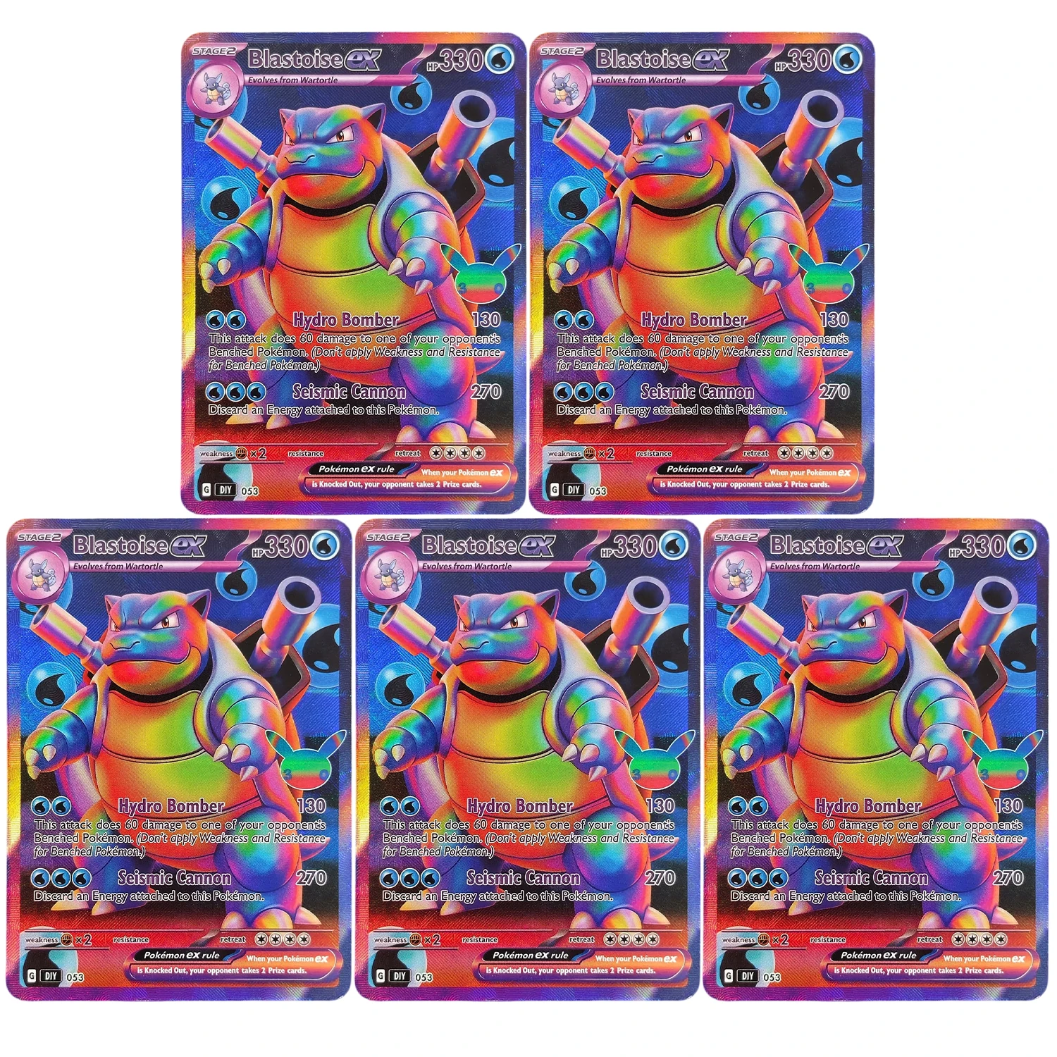 DIY Englische Pokémon-Karten mit Opal-Effekt im Stil von Blastoise, Glurak, Venusaur, Kanto, Glumanda, Bisasam – Sammelkartenspielzeug
