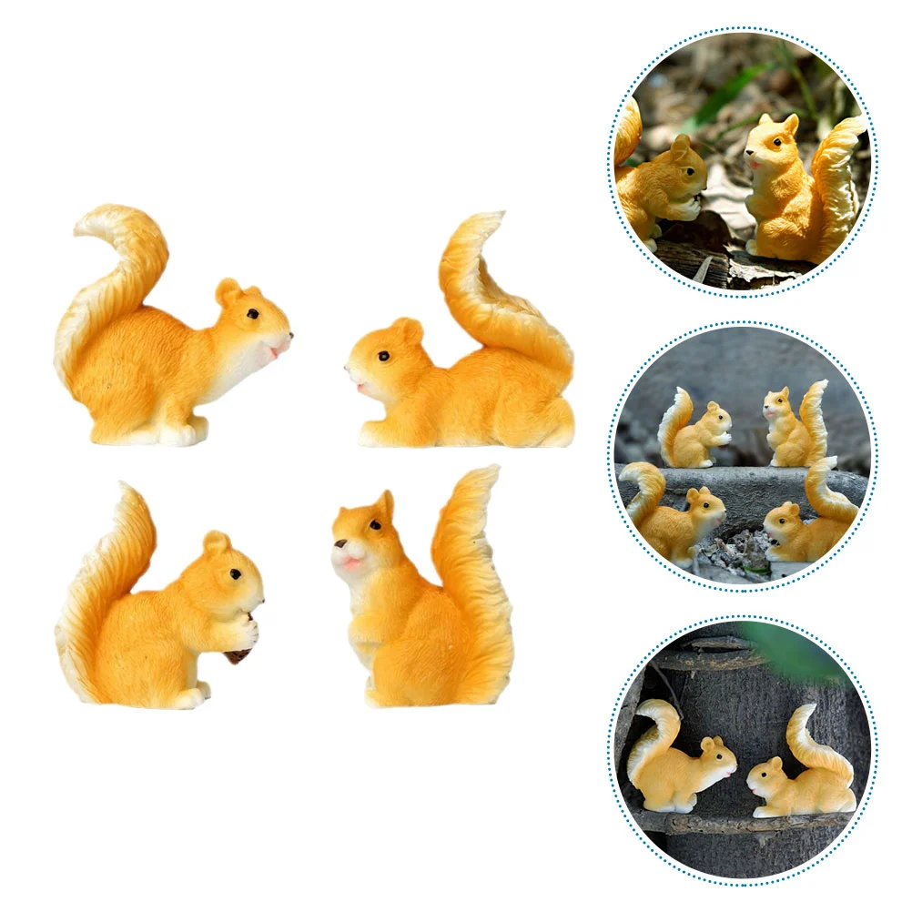 4 Pcs Squirrel Ornament Chipmunk Glasses Dog Toy Animal Finger Puppets Conversation Concepts Brass Statues