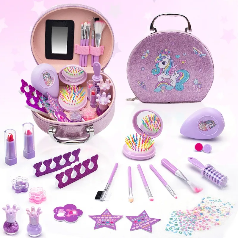 Children's Cosmetics Toys Girls Makeup Box Set Princess Crown Portable Beauty Bag Lipstick Eye Shadow Development Intelligence