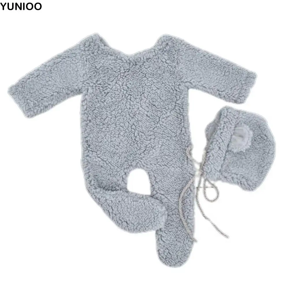 

Креативный реквизит для фотосессии новорожденных, мягкий вязаный плюшевый наряд для фотосессии новорожденных, шапка с медвежьими ушками, комбинезон на ножках