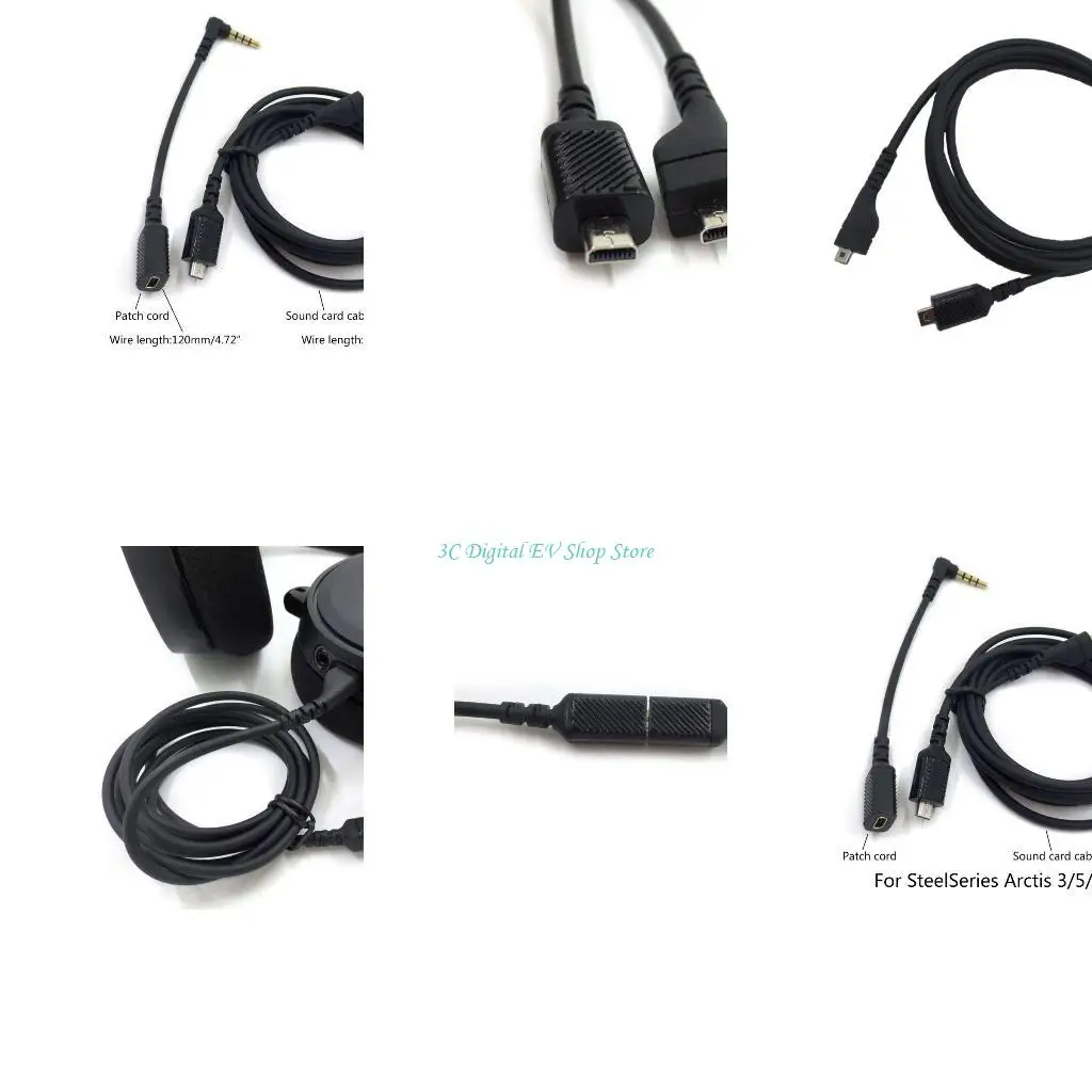 E74D Cords for Arctis 3/5/7 Headphone Sound Card Cable/Conversion Wire Headphone Fashion Wire Replacements