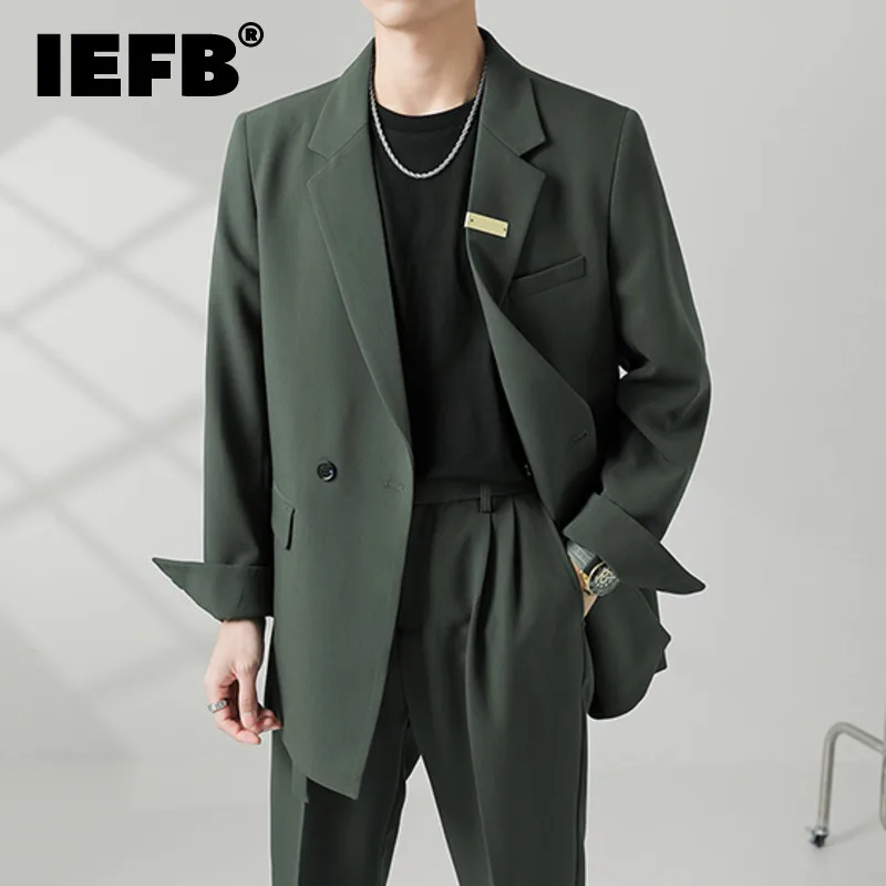 IEFB Business Men's Casial Suit Coat New Men's Slightly Loose Solid Color Blazers Korean Style Fashion Simple Versatile 9C856