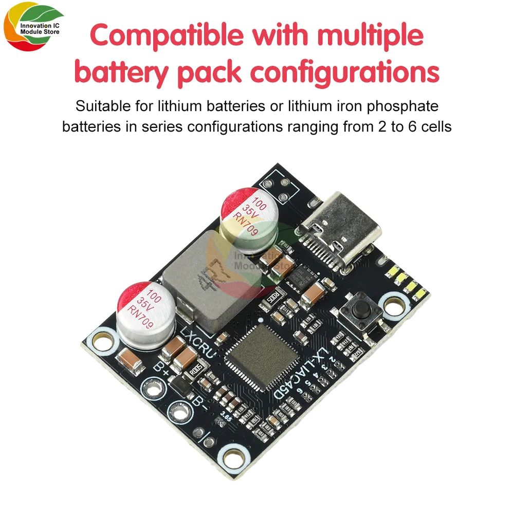 2-6S PD 45W Fast Charging Power Bank Module DIY Power Bank Mainboard Supports Lithium-Ion and Lithium Iron Phosphate Batteries