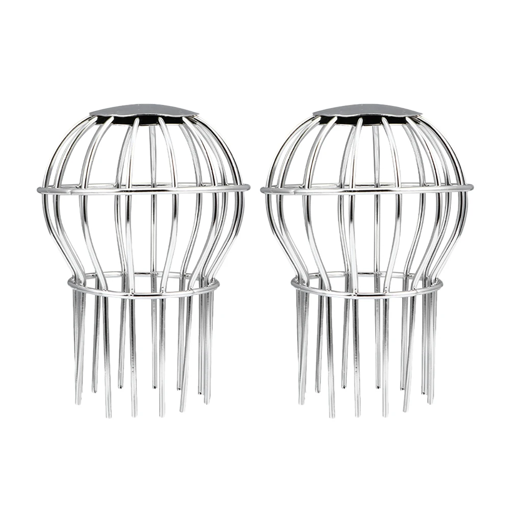 

2 Pcs Roof Drain Cover Strainer Gutter Downspout Guards Stainless Steel Outdoor Drainage Caps Leak Filters Anti Block Drainers