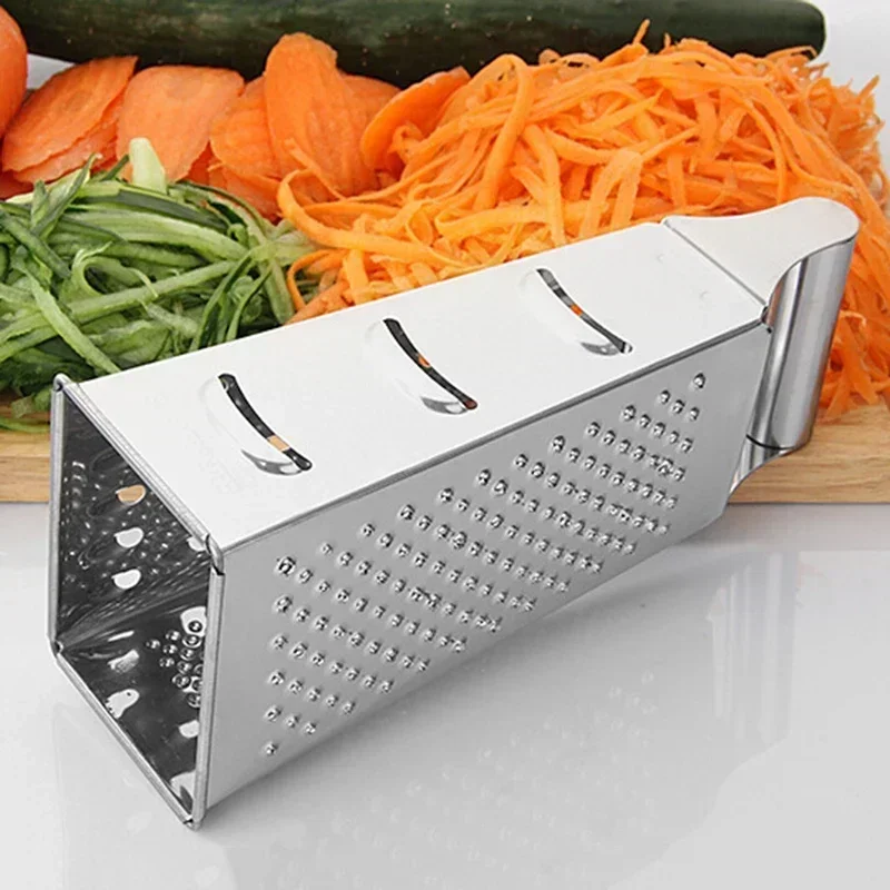 

4 Sided Stainless Steel Box Grater With Fine Medium Coarse Grating And Slicing Options For Cheese And Vegetables
