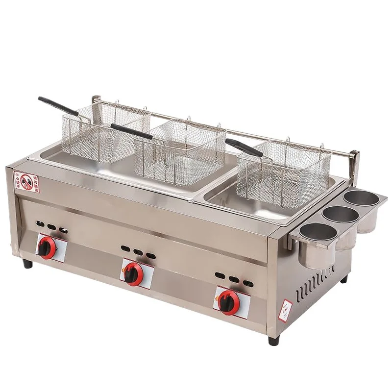 Commercial frying and cooking integrated multi-functional stall gas fryer frying machine frying skewers fried fritters oden cook