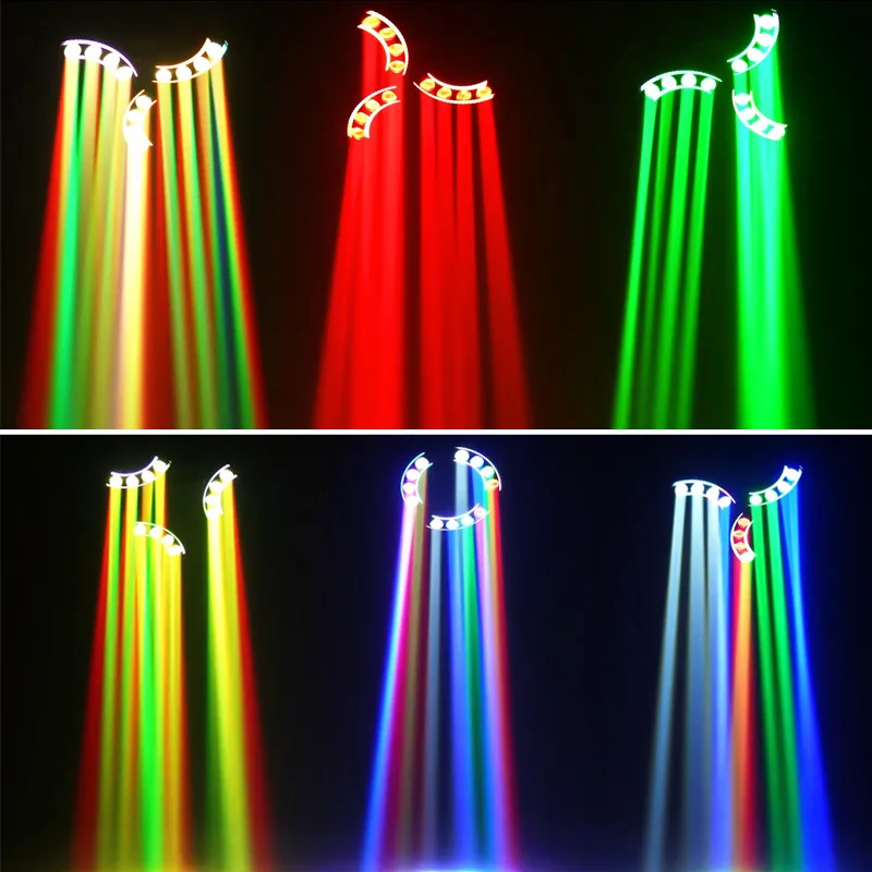 Stage lights, outdoor beams of lights, atmosphere in the live stream of the hotel banquet hall