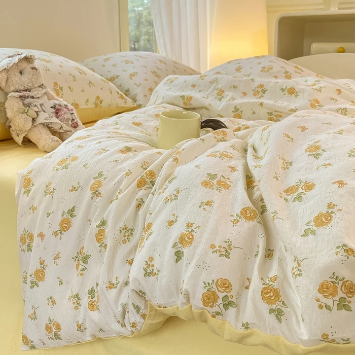 2025 New InS-style A-class Knitted Jacquard Quilt Cover Double-layer Gauze Small Floral Print Bedding and A Fresh Clean Duvet