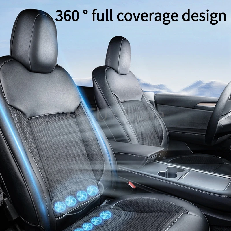 For Tesla Model 3/Y Smart Cooling Car Seat Cushion Summer Driving Breathable Seat Cover With 10 Fans Car Interior Accessories