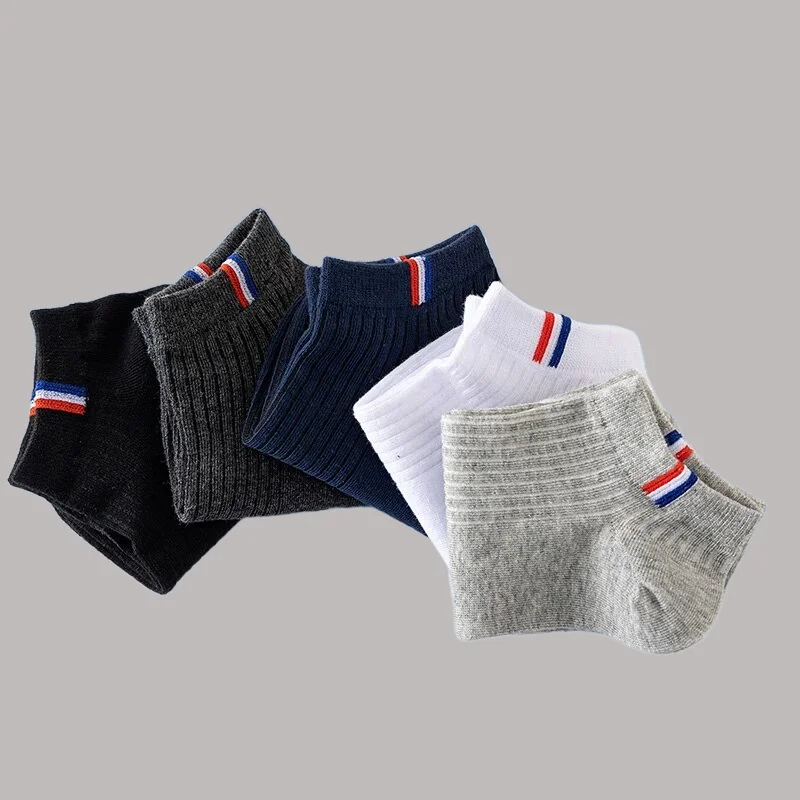 Meias de barco sólido de alta qualidade dos homens, respirável, suor, desodorante, esportes, tornozelo, curto, algodão macio, corte baixo, masculino, 5 pares, 10 pares