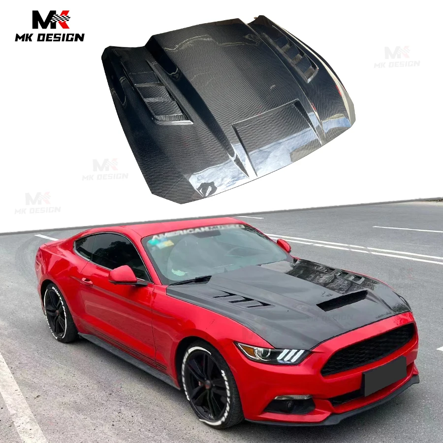 

Carbon Fiber TF Style Front Hood Replacement For Ford Mustang 2018-2022 Front Engine Bonnet Hood Cover Car Accessories