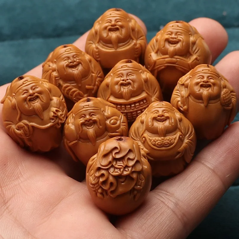 

2.0 Nut God of Wealth Hand Carved Large Seeds Eight Mammon Olive Hu Stone Carving Crafts Men and Women Bracelet