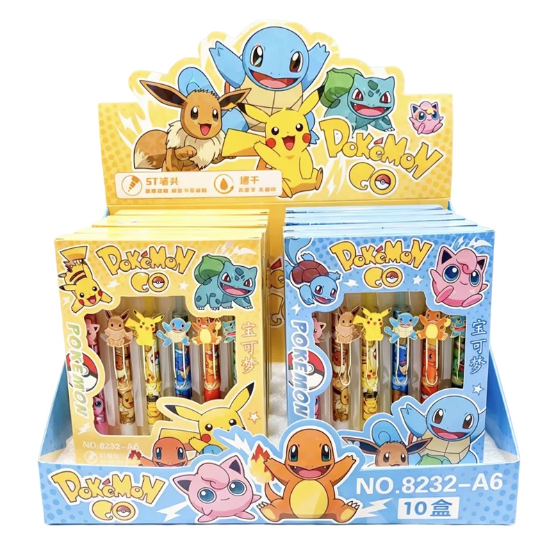 Pokémon Gelstift-Set: Niedliche Pikachu, Squirtle, Eevee, Bulbasaur Einziehbare Stifte mit ST-Spitze, Schnelltrocknende Tinte für Schüler