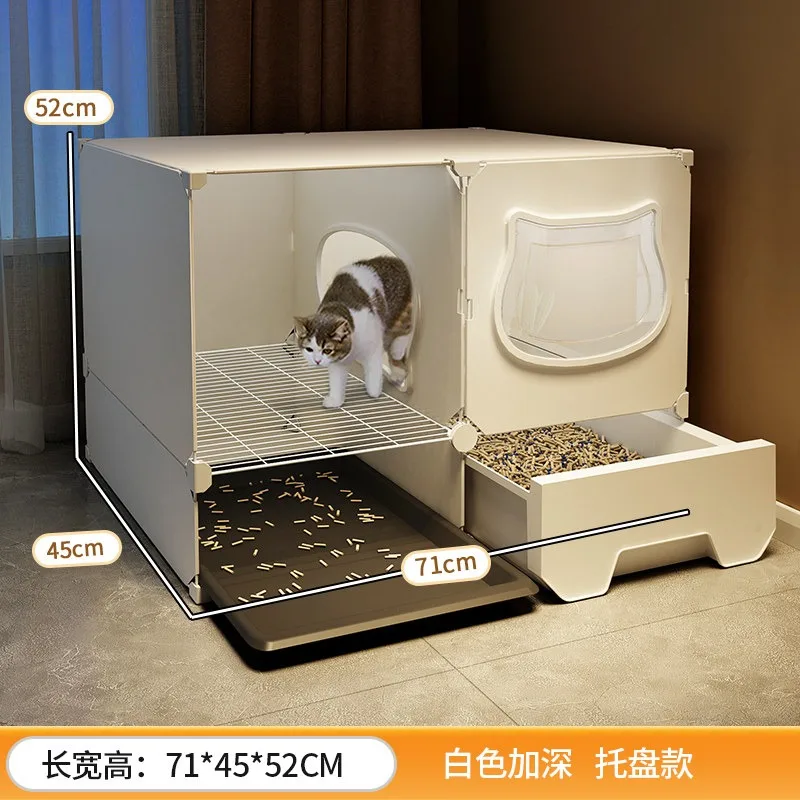 Extra Large Semi Enclosed Cat Litter Box Corridor Design Anti Splash Dust Proof Cat Toilet for Large Breed Cats