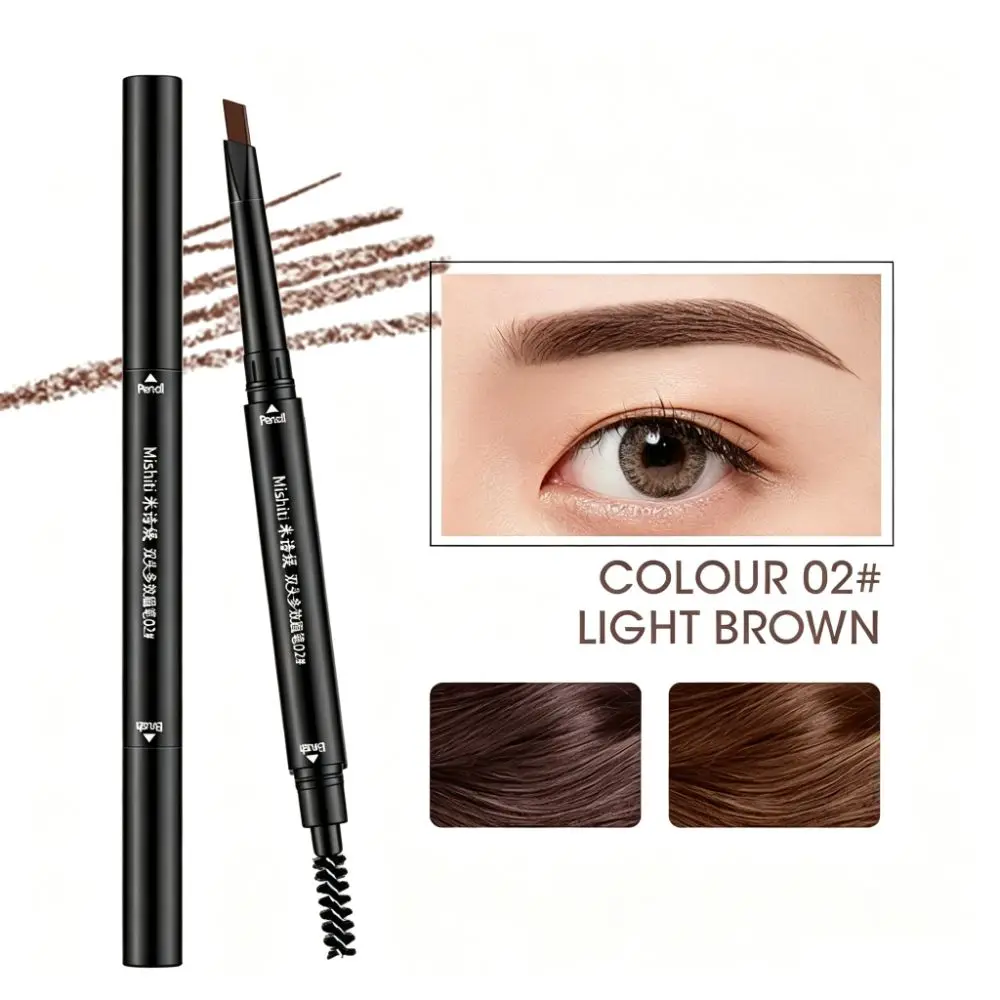 5 color With Brush Rotatable Long lasting Double Head Eye Brow Pen Waterproof Eyebrow Pencil