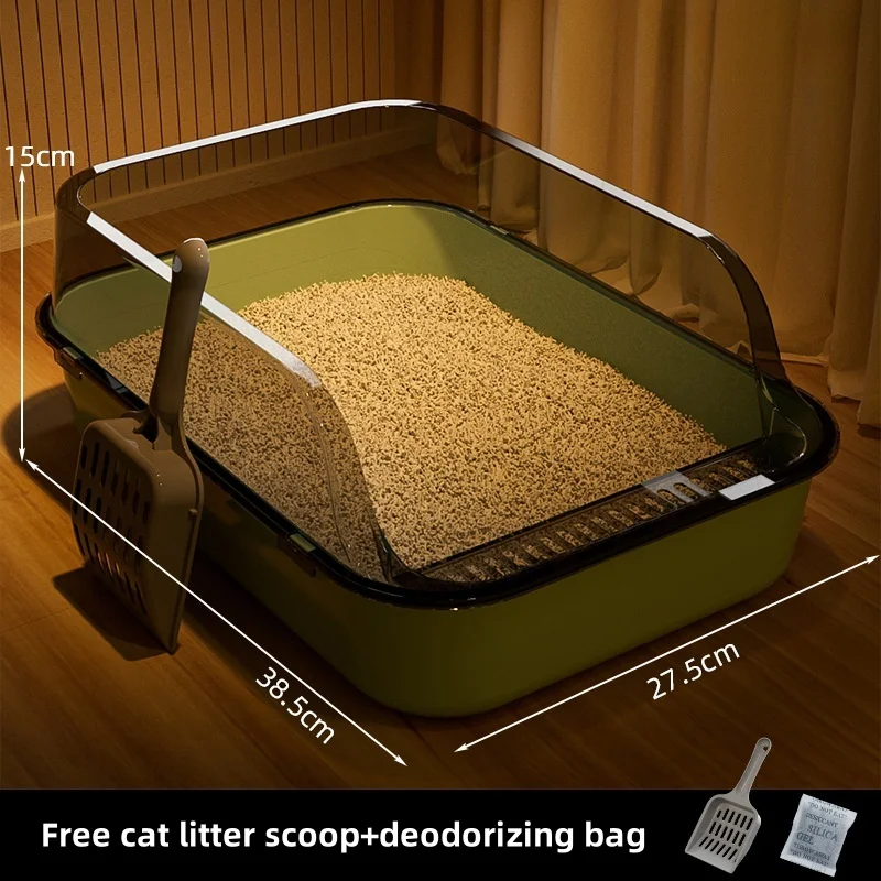 

Cat Litter Pan High Fence Semi-enclosed Litter Pan Thickened Cat Litter Box With Litter Scoop Pet Supplies New