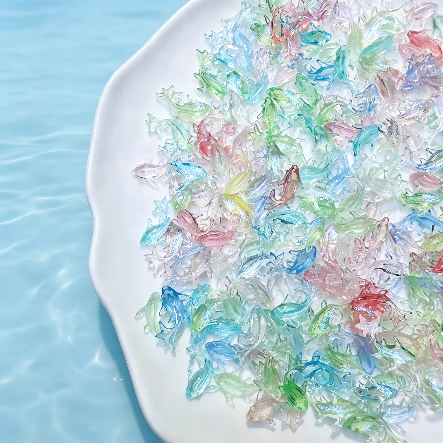 50Pcs 3D Aurora Transparent Little Fish Nail Charms Mixed Goldfish Nails Decoration Shiny Resin Koi DIY Summer Manicure Supplies view 4