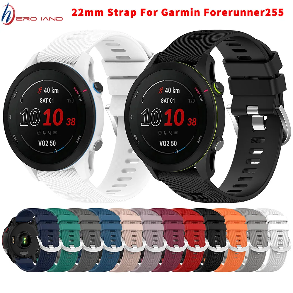 Correa de silicona para reloj inteligente Garmin Forerunner 255, pulsera de 22mm para Garmin Forerunner 255