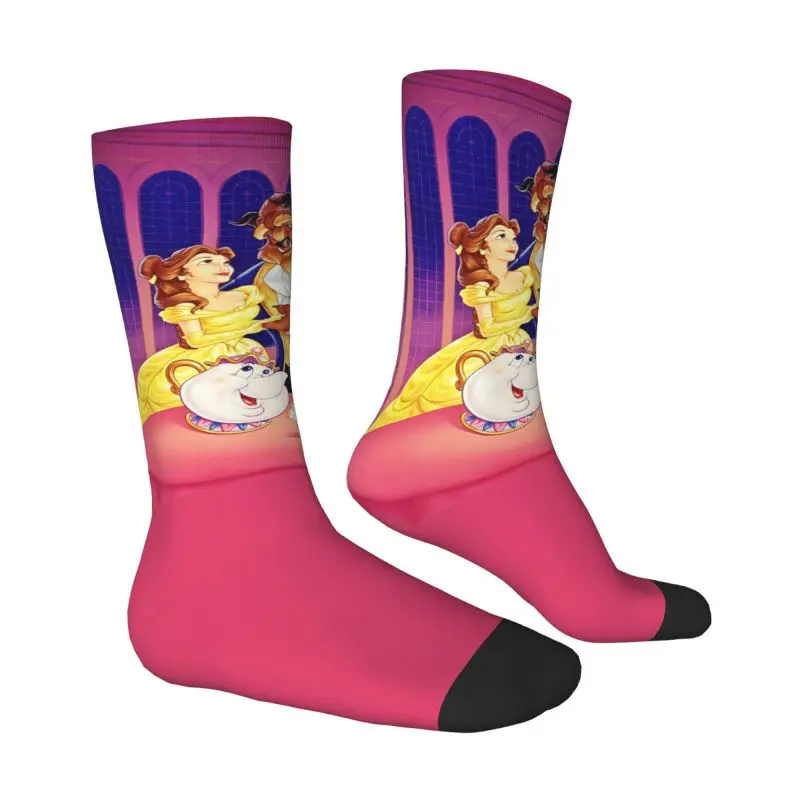 Beauty And The Beast Men Women Crew Socks Unisex Funny 3D Printed Belle Princess Dress Socks