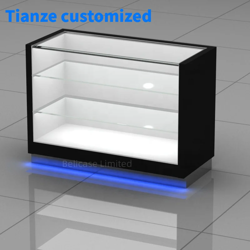 

(Customized) New Design Smoking Store Display Tempered Glass Shop Showcase with LED Light